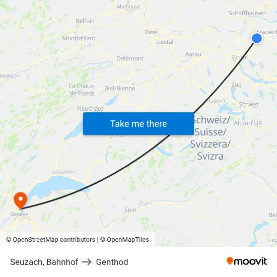 Seuzach, Bahnhof to Genthod map