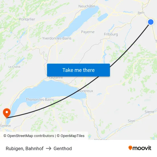 Rubigen, Bahnhof to Genthod map