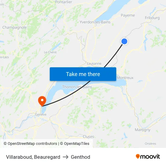 Villaraboud, Beauregard to Genthod map