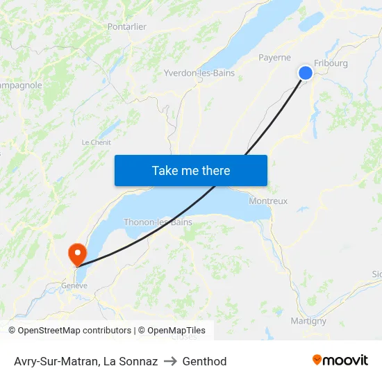 Avry-Sur-Matran, La Sonnaz to Genthod map