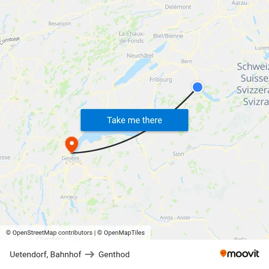 Uetendorf, Bahnhof to Genthod map