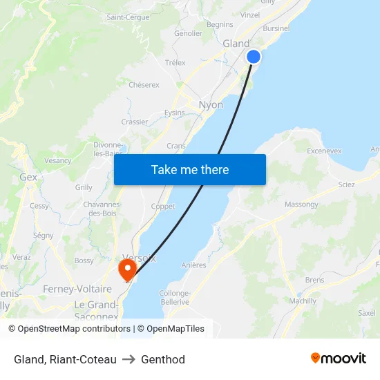 Gland, Riant-Coteau to Genthod map