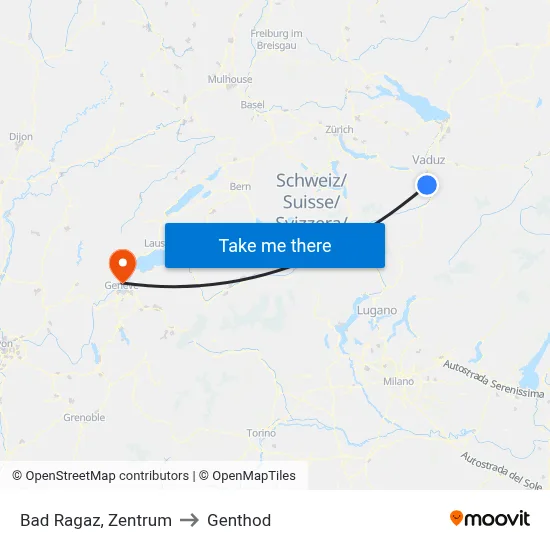 Bad Ragaz, Zentrum to Genthod map