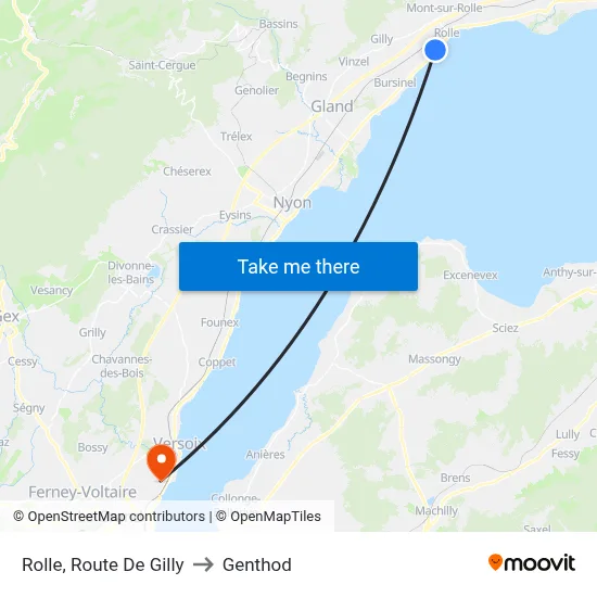 Rolle, Route De Gilly to Genthod map
