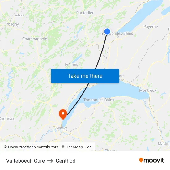 Vuiteboeuf, Gare to Genthod map