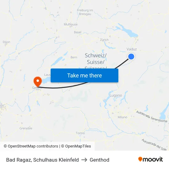Bad Ragaz, Schulhaus Kleinfeld to Genthod map