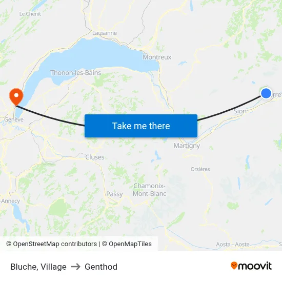 Bluche, Village to Genthod map