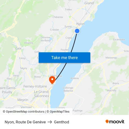 Nyon, Route De Genève to Genthod map