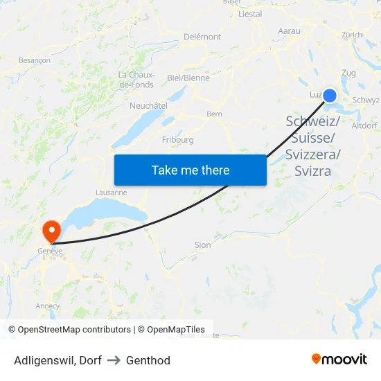 Adligenswil, Dorf to Genthod map