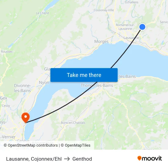 Lausanne, Cojonnex/Ehl to Genthod map