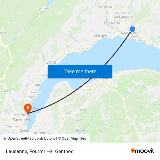 Lausanne, Fourmi to Genthod map