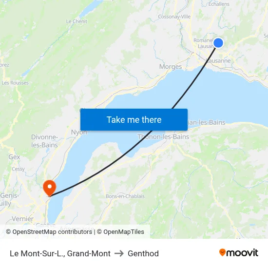 Le Mont-Sur-L., Grand-Mont to Genthod map