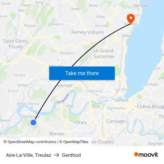 Aire-La-Ville, Treulaz to Genthod map