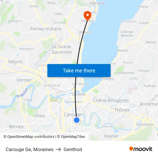 Carouge Ge, Moraines to Genthod map