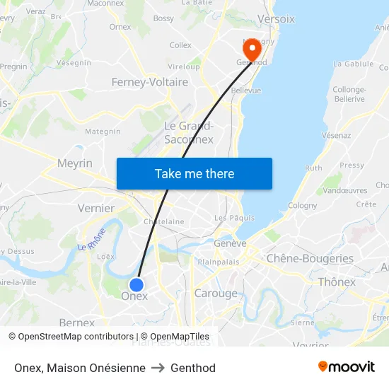 Onex, Maison Onésienne to Genthod map