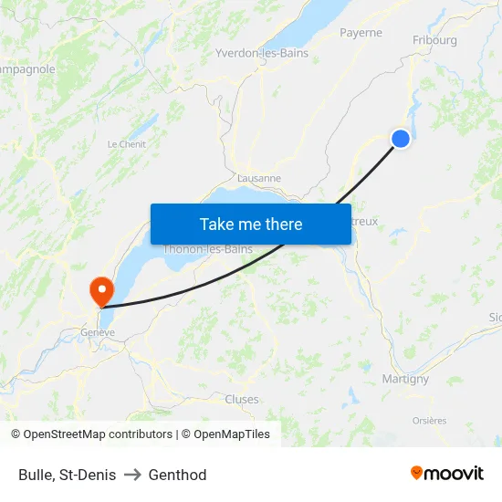 Bulle, St-Denis to Genthod map