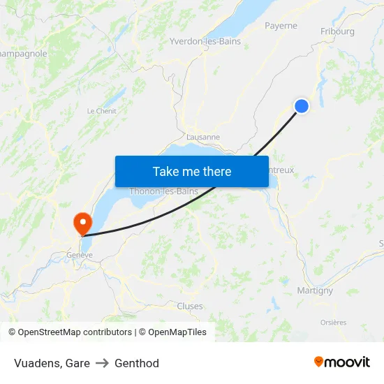 Vuadens, Gare to Genthod map