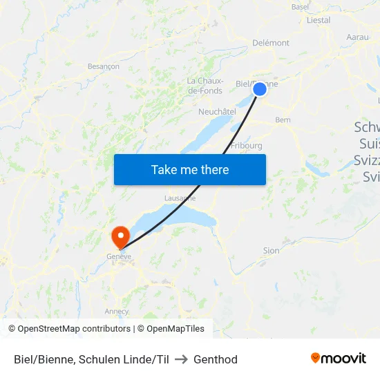 Biel/Bienne, Schulen Linde/Til to Genthod map
