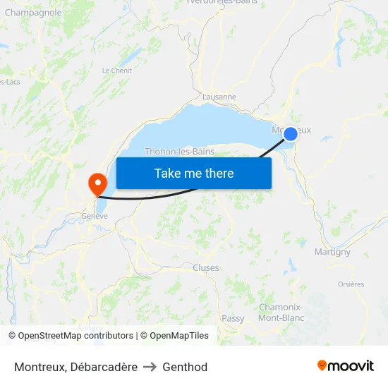 Montreux, Débarcadère to Genthod map