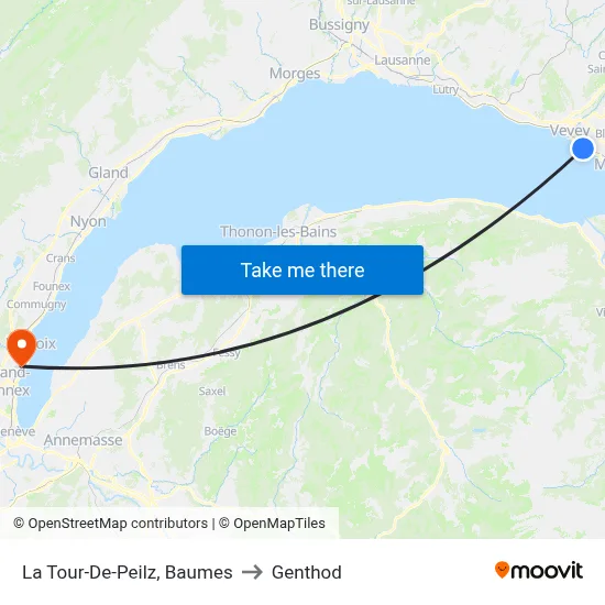 La Tour-De-Peilz, Baumes to Genthod map