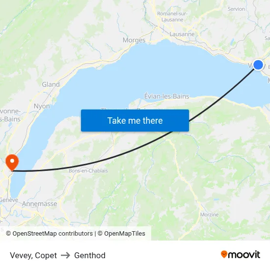 Vevey, Copet to Genthod map