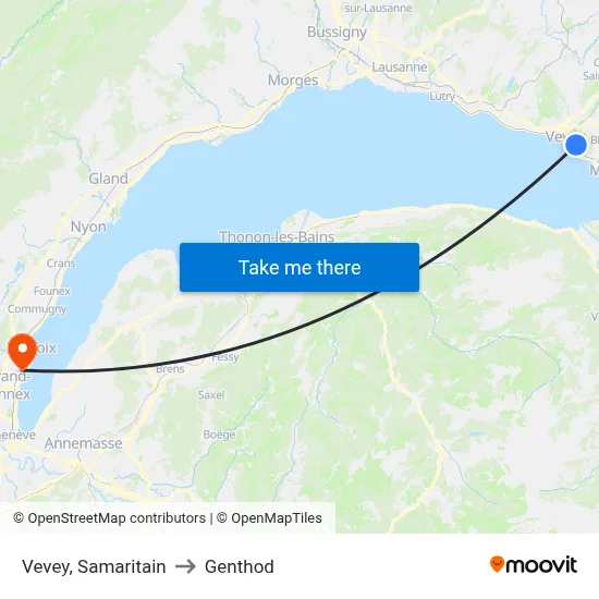 Vevey, Samaritain to Genthod map