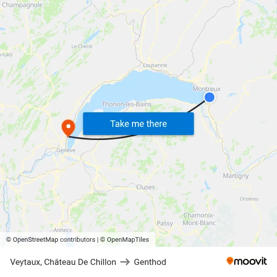 Veytaux, Château De Chillon to Genthod map