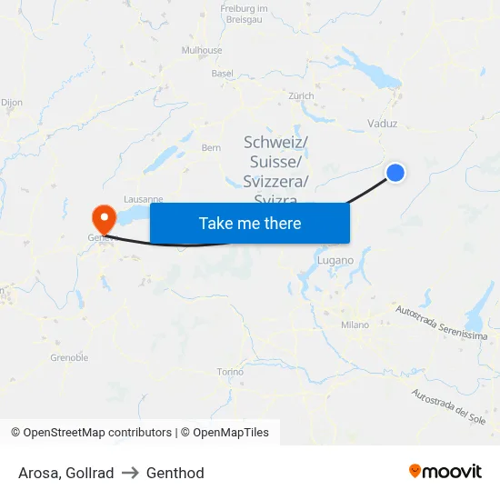 Arosa, Gollrad to Genthod map