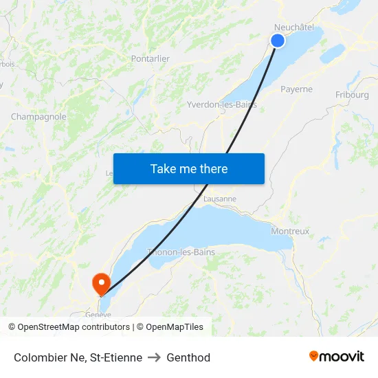 Colombier Ne, St-Etienne to Genthod map