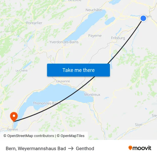 Bern, Weyermannshaus Bad to Genthod map