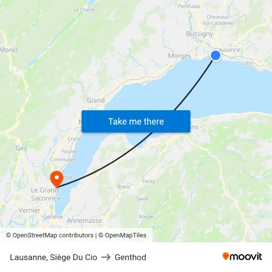 Lausanne, Siège Du Cio to Genthod map