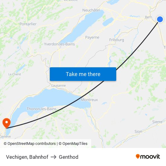 Vechigen, Bahnhof to Genthod map