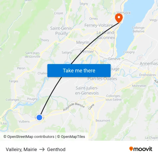 Valleiry, Mairie to Genthod map