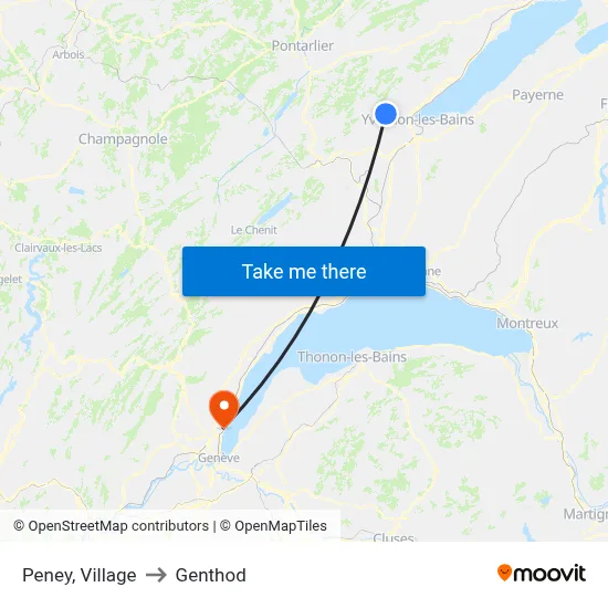 Peney, Village to Genthod map