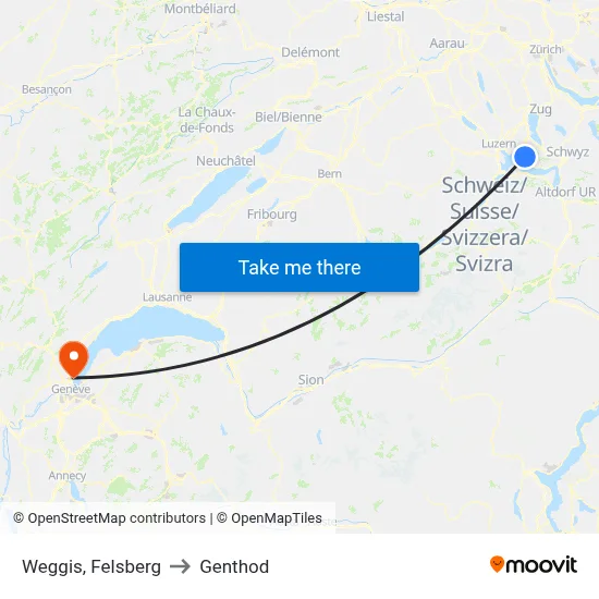 Weggis, Felsberg to Genthod map