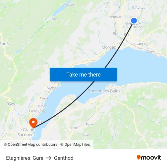 Etagnières, Village to Genthod map