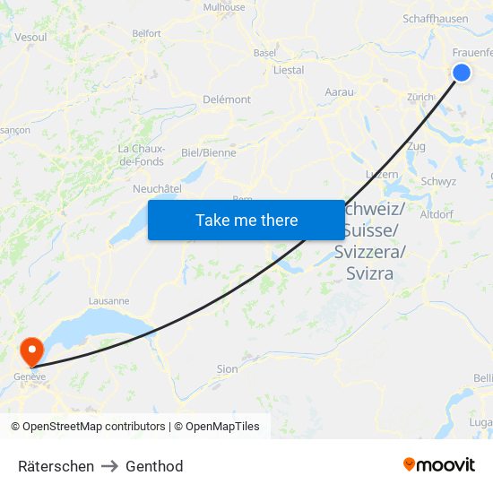 Räterschen to Genthod map