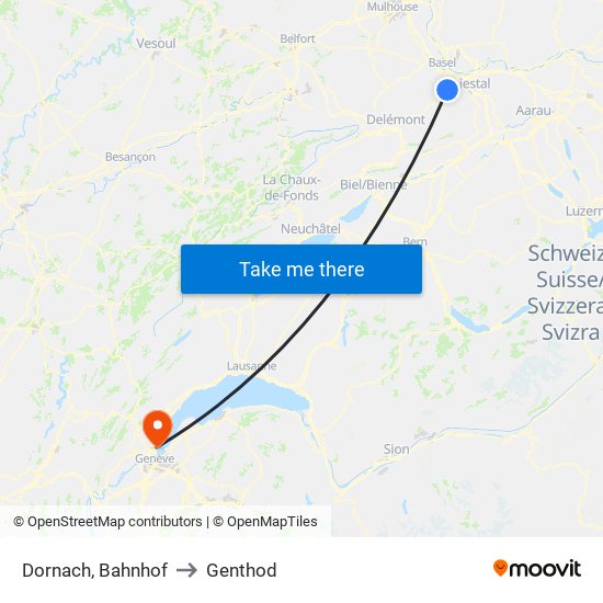 Dornach, Bahnhof to Genthod map