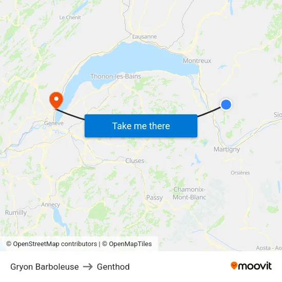 Gryon Barboleuse to Genthod map