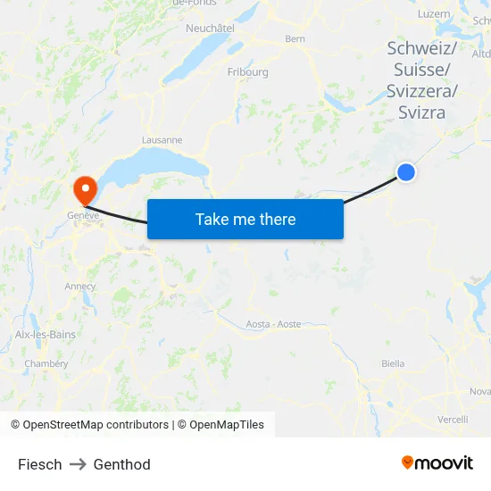 Fiesch to Genthod map