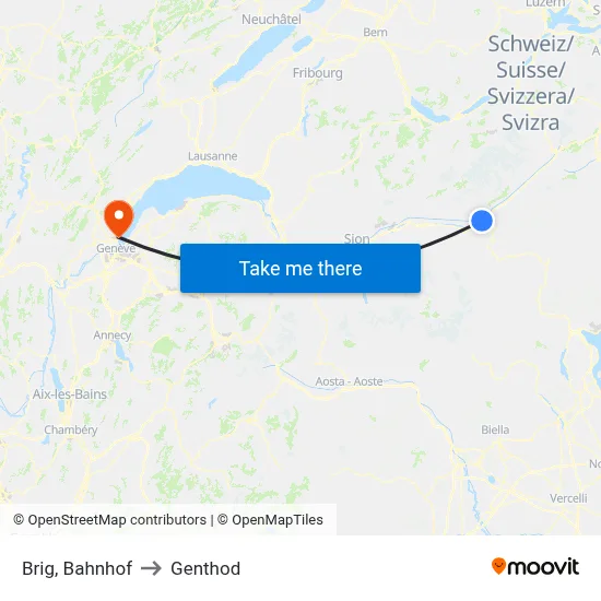 Brig, Bahnhof to Genthod map