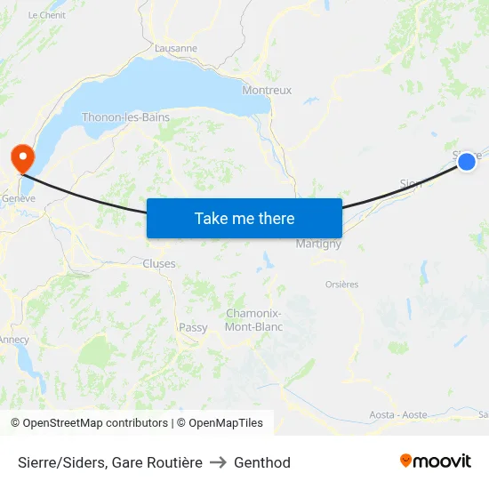 Sierre/Siders, Gare Routière to Genthod map