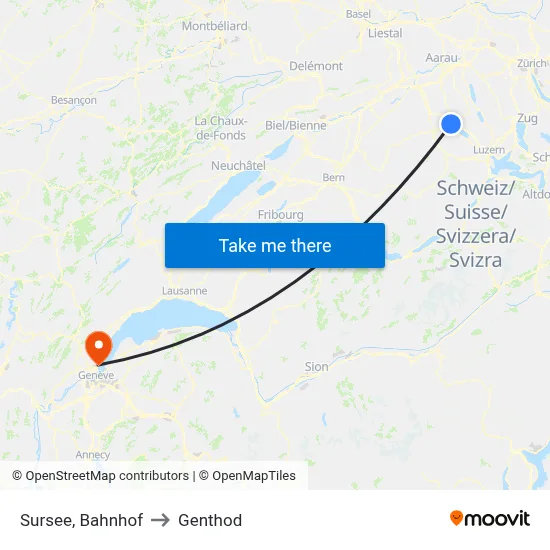 Sursee, Bahnhof to Genthod map