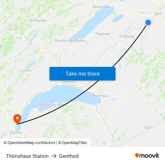 Thörishaus Station to Genthod map