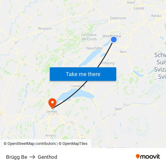 Brügg Be to Genthod map