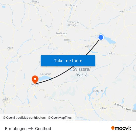 Ermatingen to Genthod map