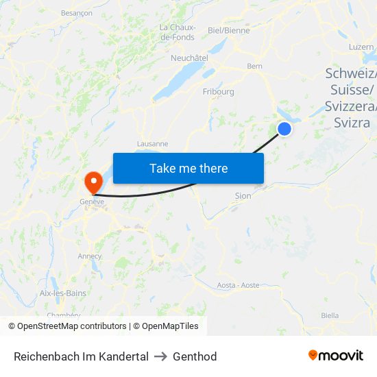 Reichenbach Im Kandertal to Genthod map