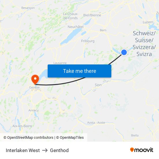 Interlaken West to Genthod map