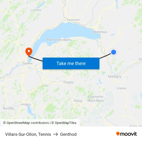 Villars-Sur-Ollon, Tennis to Genthod map