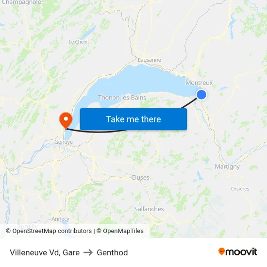 Villeneuve Vd, Gare to Genthod map